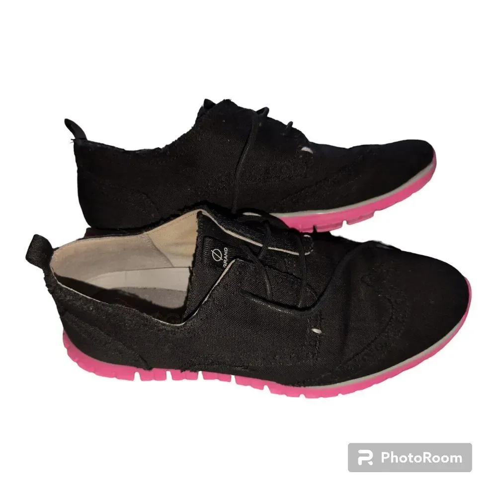 Cole Haan Womens ZeroGrand‎ Wingtip Oxford Shoe Black Pink Size 9B